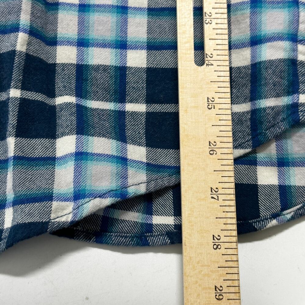 Old Navy Men Button Up Shirt XXL Blue Green Purple Plaid Long Sleeve 100% Cotton - Picture 5 of 8